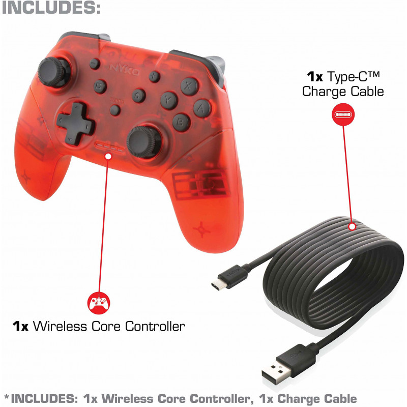 Wireless Core Controller for Nintendo Switch (Red)