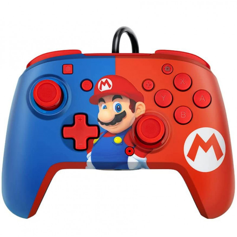 Faceoff Deluxe Wired Pro Controller for Nintendo Switch (Red/Blue Mario)