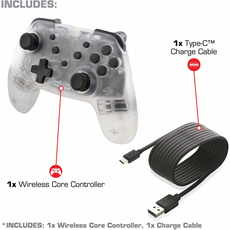 Wireless Core Controller for Nintendo Switch (Clear)