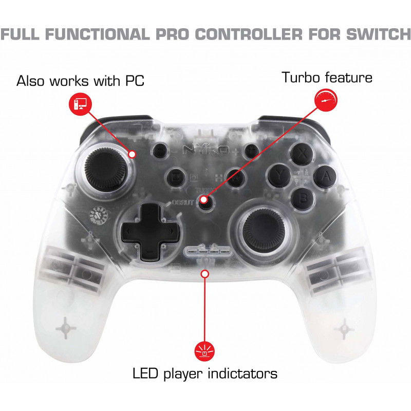 Wireless Core Controller for Nintendo Switch (Clear)