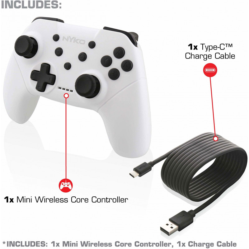 Mini Wireless Core Controller for Nintendo Switch (White)