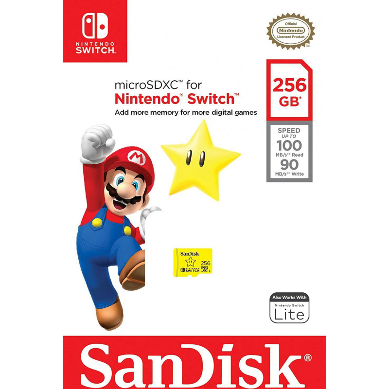 SanDisk Nintendo Switch R100/W90 microSDXC 256GB, UHS-I U3, Class 10