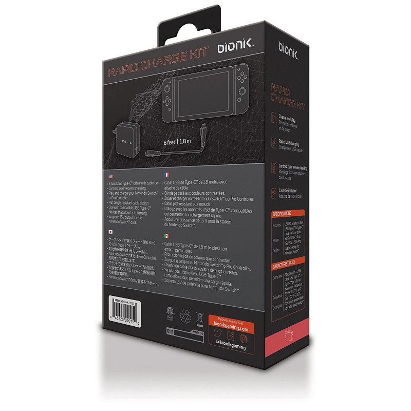 Bionik Rapid Charge Kit for Nintendo Switch