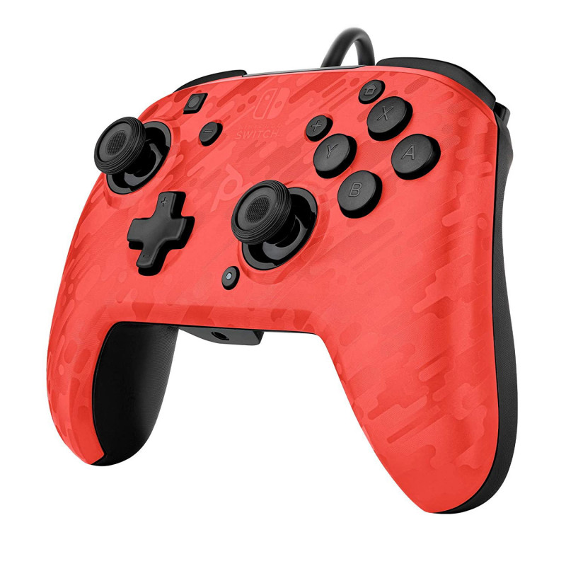 PDP Faceoff Deluxe+ Audio Wired Controller for Nintendo Switch (Red Camo)