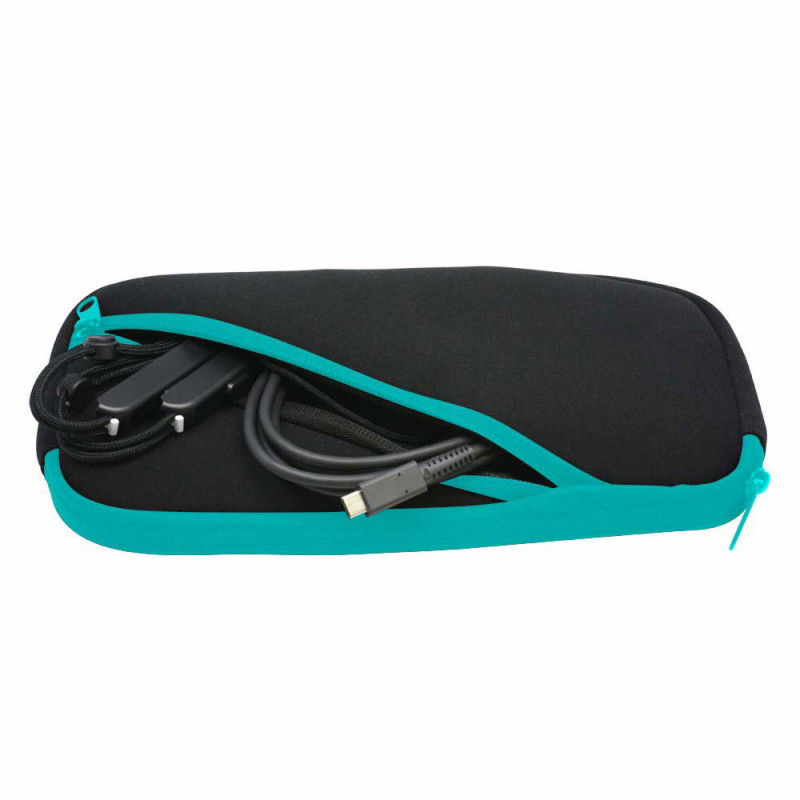 Slim Soft Pouch for Nintendo Switch Lite (Black x Turquoise)