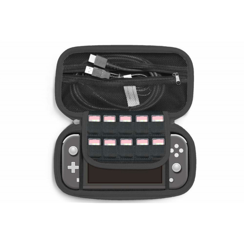 Large Capacity Semi-Hard Pouch for Nintendo Switch Lite (Black x Gray)