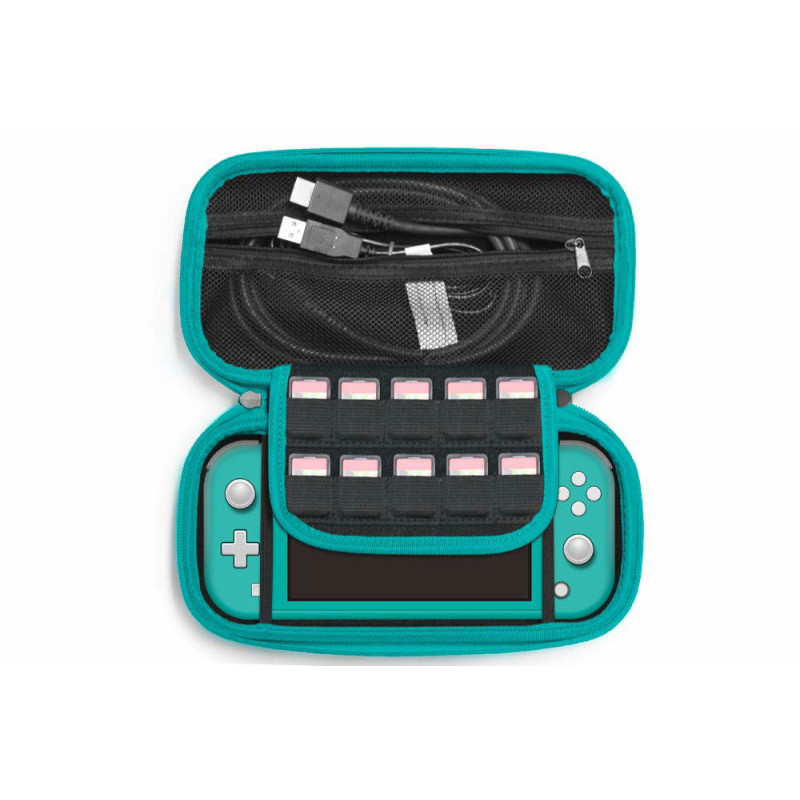 Large Capacity Semi-Hard Pouch for Nintendo Switch Lite (Black x Turquoise)