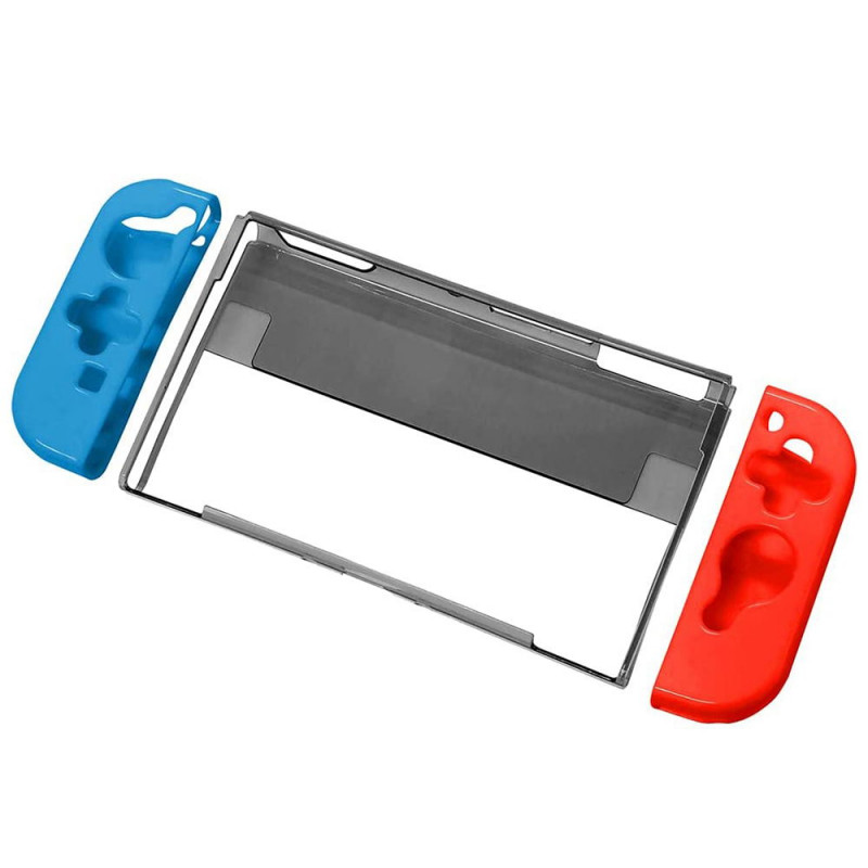 CYBER?Premium Protection Cover Separate for Nintendo Switch OLED Model (Clear Black X Neon)