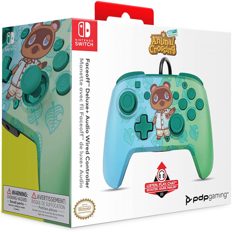 Faceoff Deluxe Wired Pro Controller for Nintendo Switch (Animal Crossing - Tom Nook) (Blue / Green)