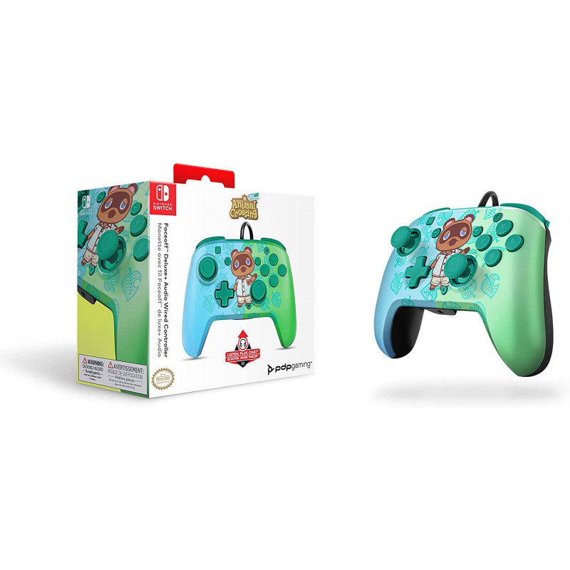 Faceoff Deluxe Wired Pro Controller for Nintendo Switch (Animal Crossing - Tom Nook) (Blue / Green)