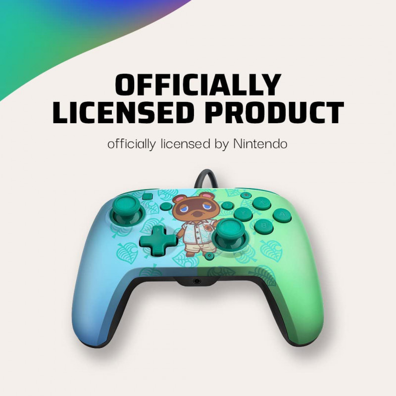 Faceoff Deluxe Wired Pro Controller for Nintendo Switch (Animal Crossing - Tom Nook) (Blue / Green)