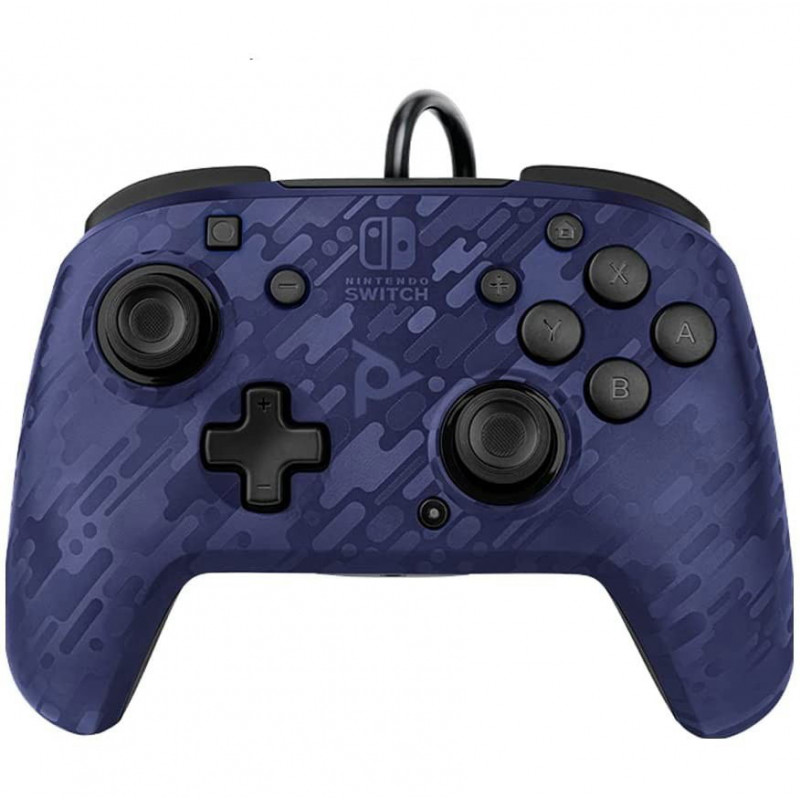 PDP Gaming Faceoff Deluxe+ Wired Switch Pro Controller for Nintendo Switch (Blue Camo)