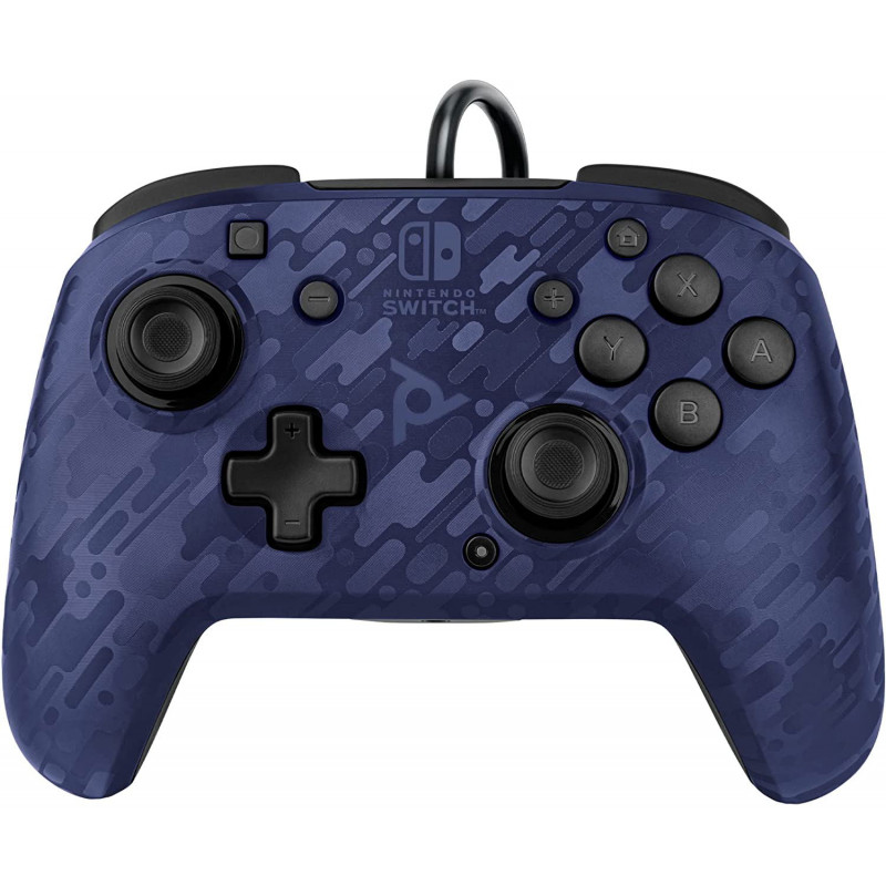 PDP Gaming Faceoff Deluxe+ Wired Switch Pro Controller for Nintendo Switch (Blue Camo)