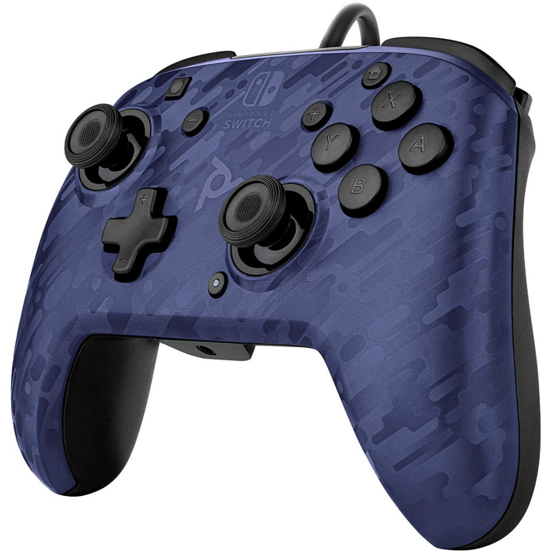 PDP Gaming Faceoff Deluxe+ Wired Switch Pro Controller for Nintendo Switch (Blue Camo)