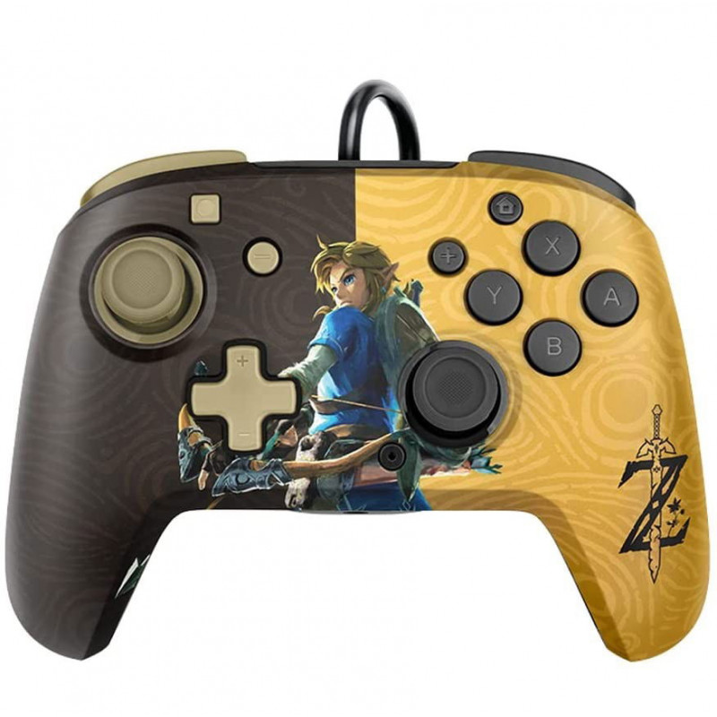 Faceoff Deluxe Wired Pro Controller for Nintendo Switch Zelda Breath of the Wild (Gold / Black)