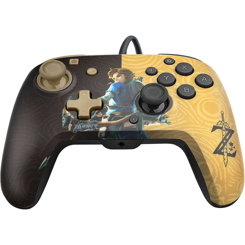 Faceoff Deluxe Wired Pro Controller for Nintendo Switch Zelda Breath of the Wild (Gold / Black)