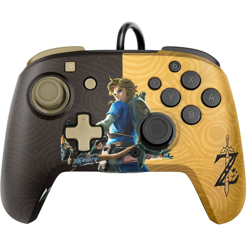 Faceoff Deluxe Wired Pro Controller for Nintendo Switch Zelda Breath of the Wild (Gold / Black)