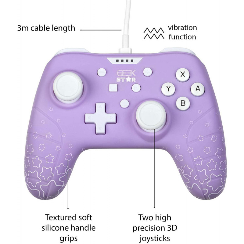 Konix Geek Star Amethyst Gamepad Controller for Nintendo Switch (Purple)