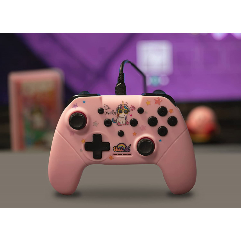 Konix Unik Switch Wired Controller for Nintendo Switch (Be Funky Pink)