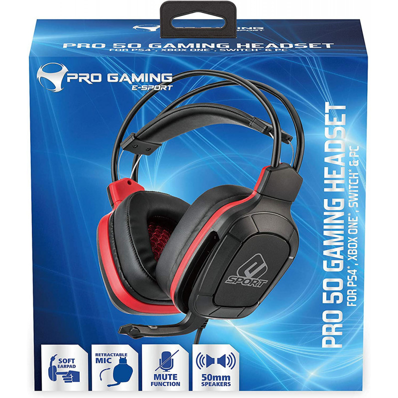 Subsonic Pro 50 Gaming Headset for PS4 / XB1 / Switch / PC (Red Sports Edition)