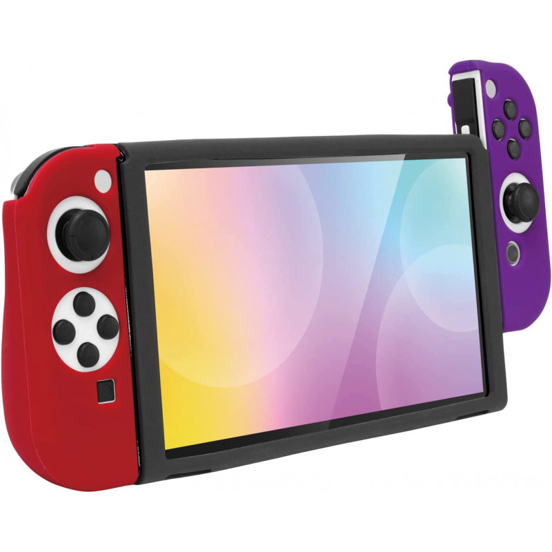 Silicon Grip Cover for Nintendo Switch OLED Model (Deep Red x Deep Purple)