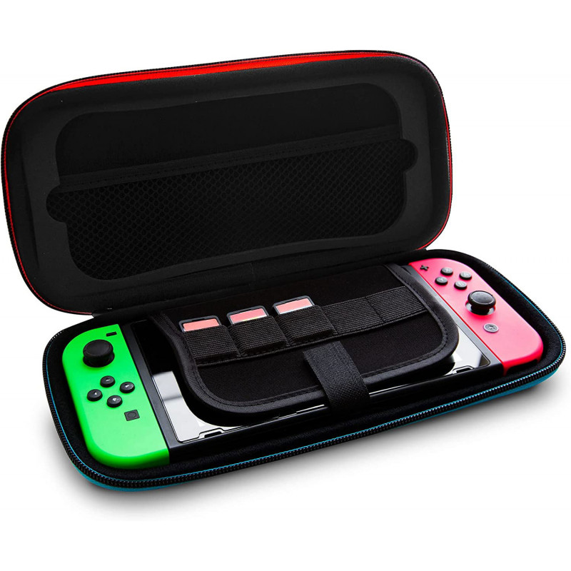 Premium Travel Case for Nintendo Switch (Neon Red / Blue)