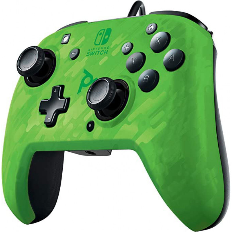 PDP Gaming Faceoff Deluxe Wired Controller for Nintendo Switch (Green Camo)