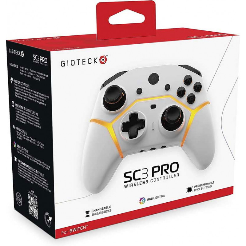 Gioteck SC3 Pro Wireless Controller for Switch / PC (White)