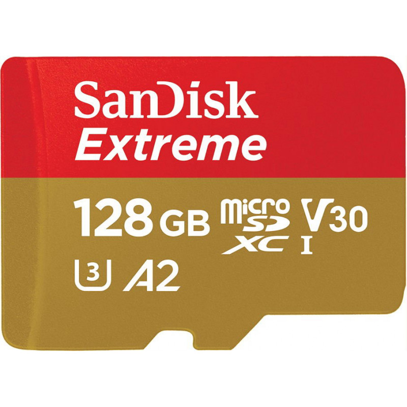 SanDisk Extreme R190/W90 microSDXC 128GB Kit, UHS-I U3, A2, Class 10