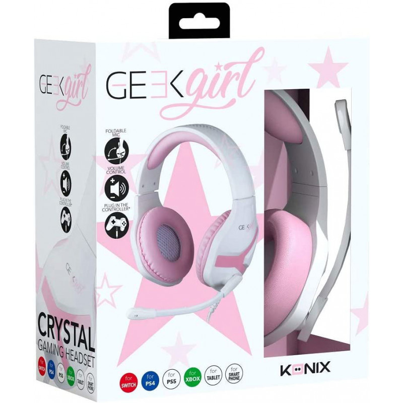 Konix Geek Girl Crystal Gaming Headset for PS4 / PS5 / Switch / Xbox One