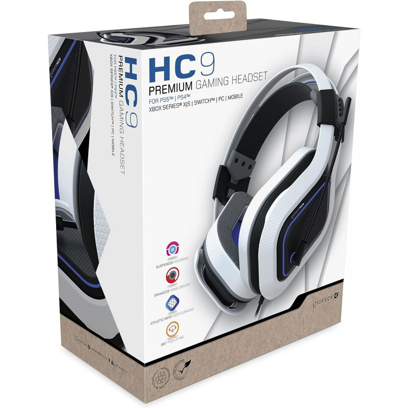 Gioteck HC9 Stereo Gaming Headset for PS5 / PS4 / Xbox Series X|S / Switch (White)