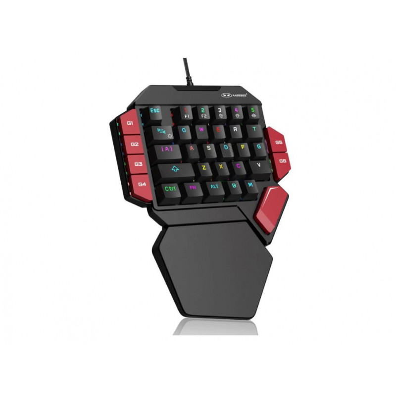 MageGee MK-Axe One Handed Professional Gaming Keyboard Rainbow Lighting Black/Red (Red Switch)