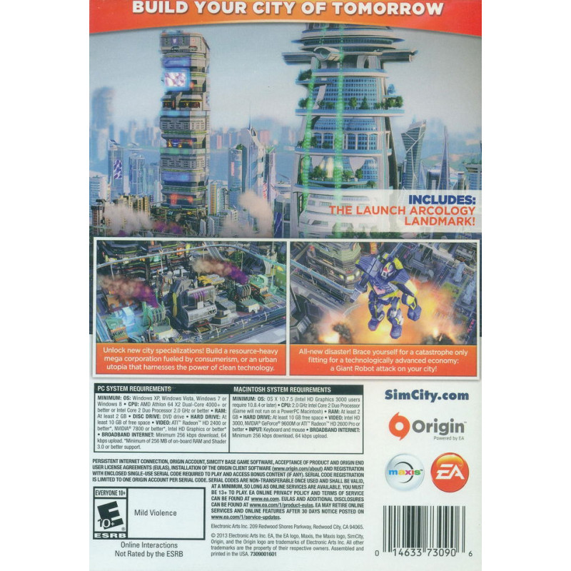 SimCity: Cities of Tomorrow Expansion Pack (Limited Edition) (Code in a Box)