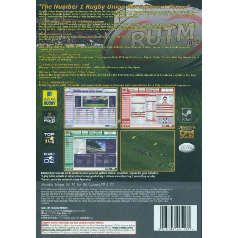 Rugby Union Team Manager 2015 (DVD-ROM)